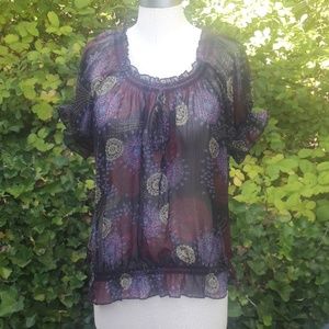 American rag blouse sheer see through purple top